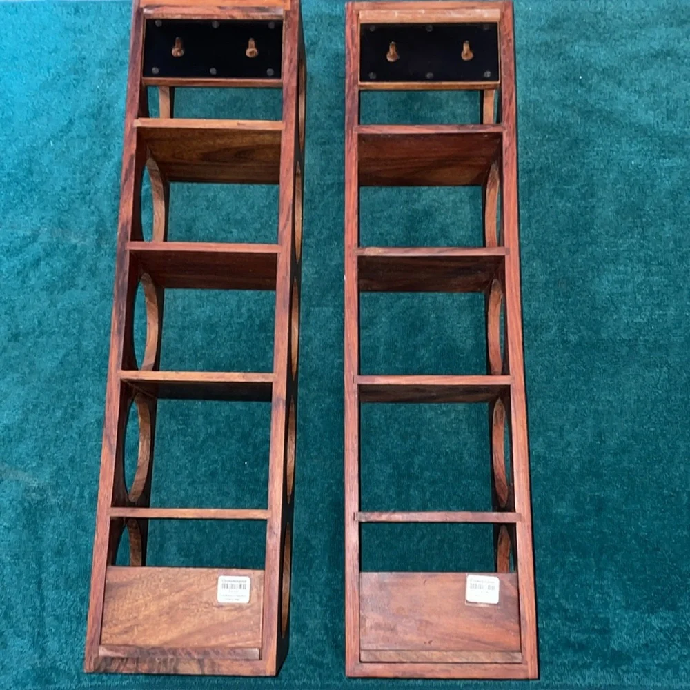 Crate&Barrel Shesham 5 bottle wine racks